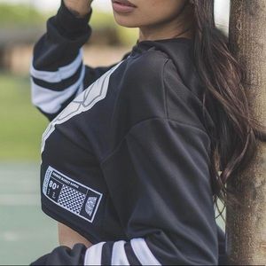 Farmers Market Hawaii Cropped Hooded Jersey